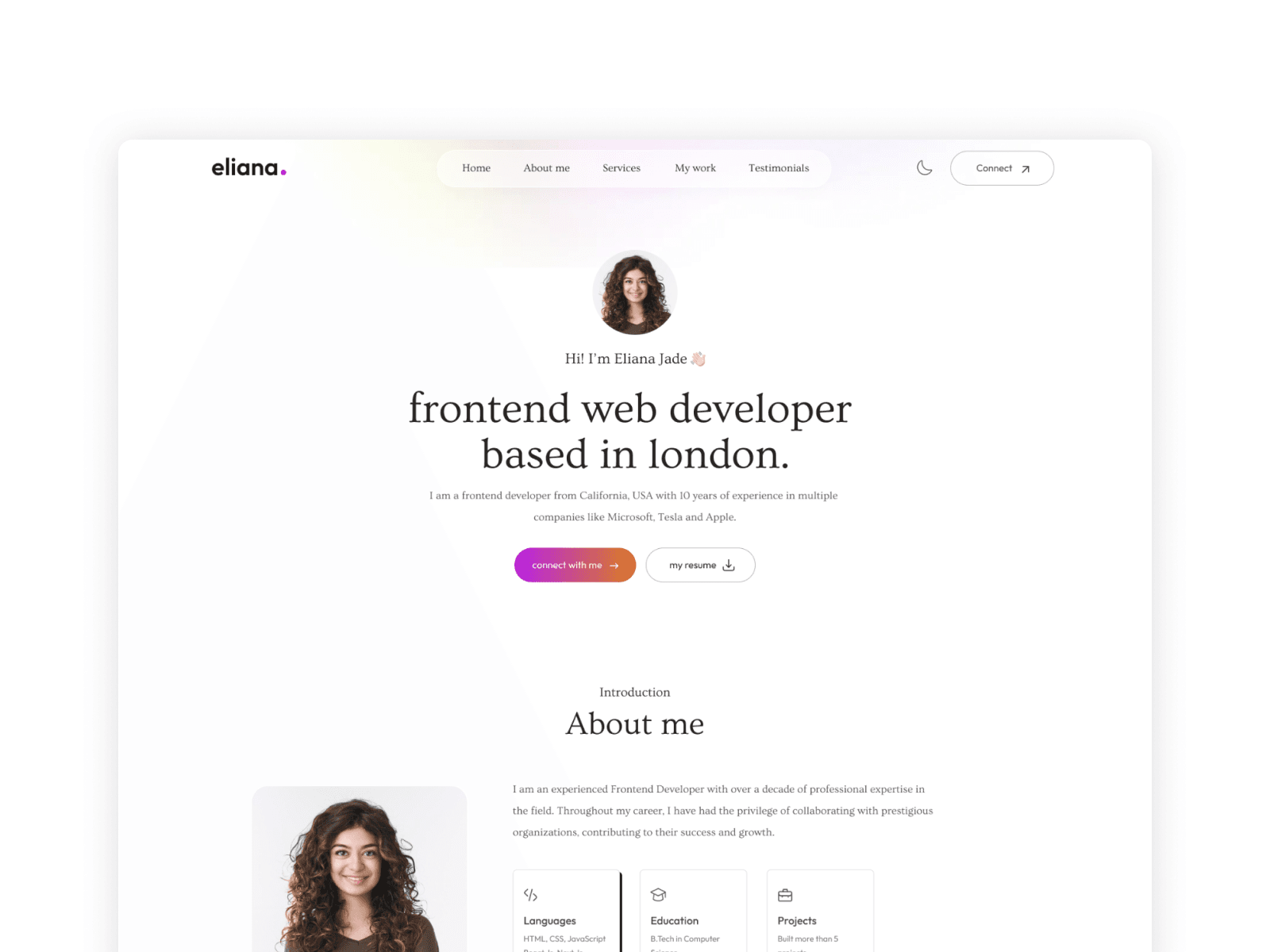Eliana - React JS Portfolio Template — Free React JS Template Preview