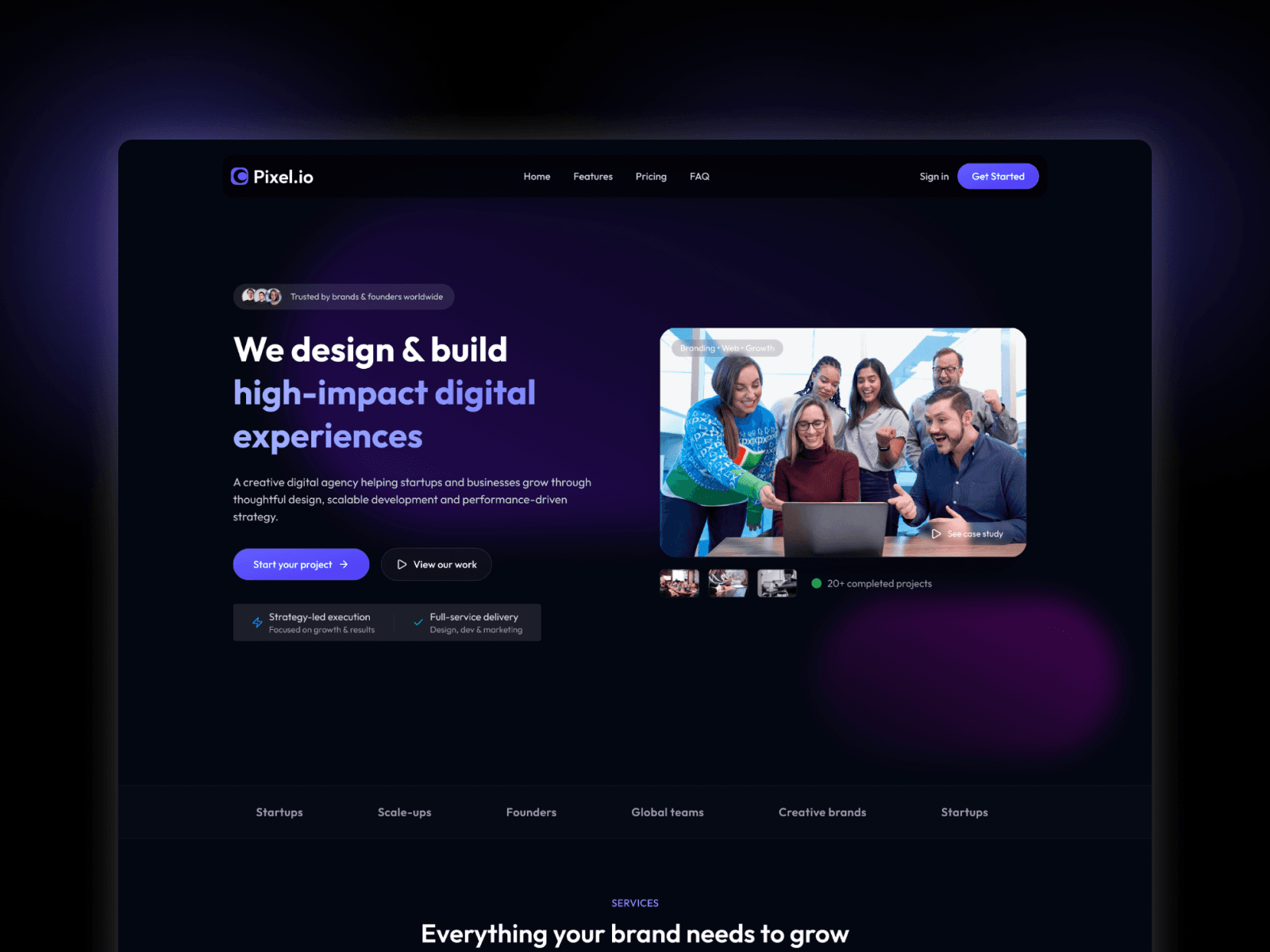 Pixel.io - React JS Digital Agency Template — Free React JS Template Preview
