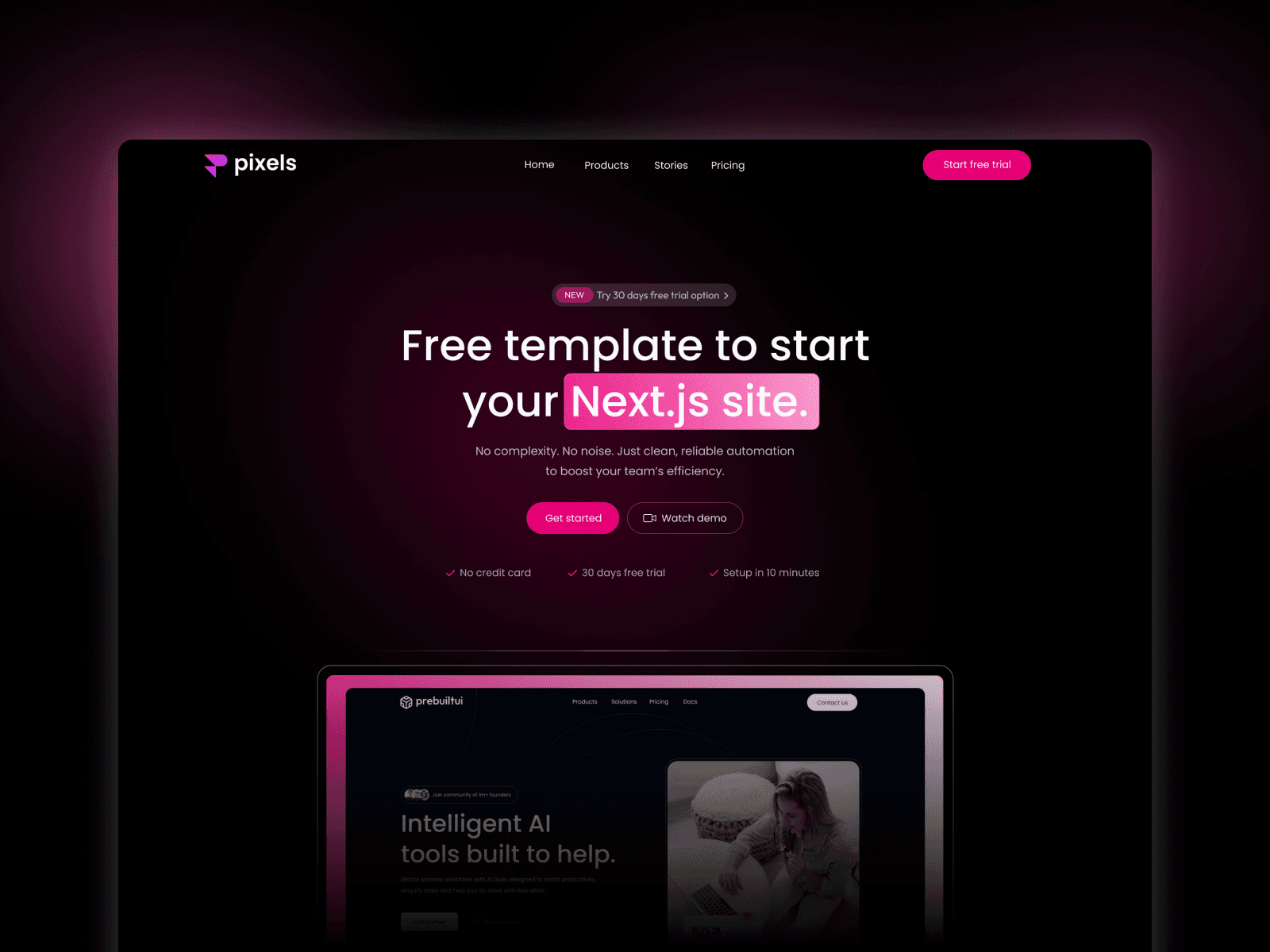Pixels - React JS Animated SaaS Template — Free React JS Template Preview