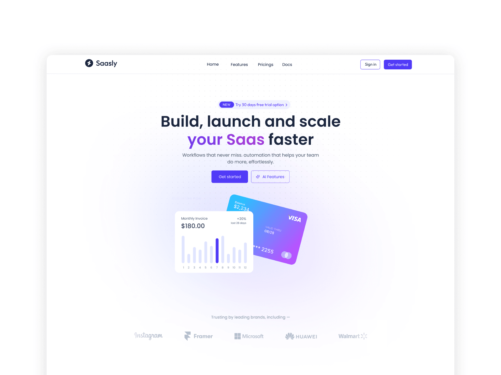 SaaSly - React JS Modern SaaS App — Free React JS Template Preview